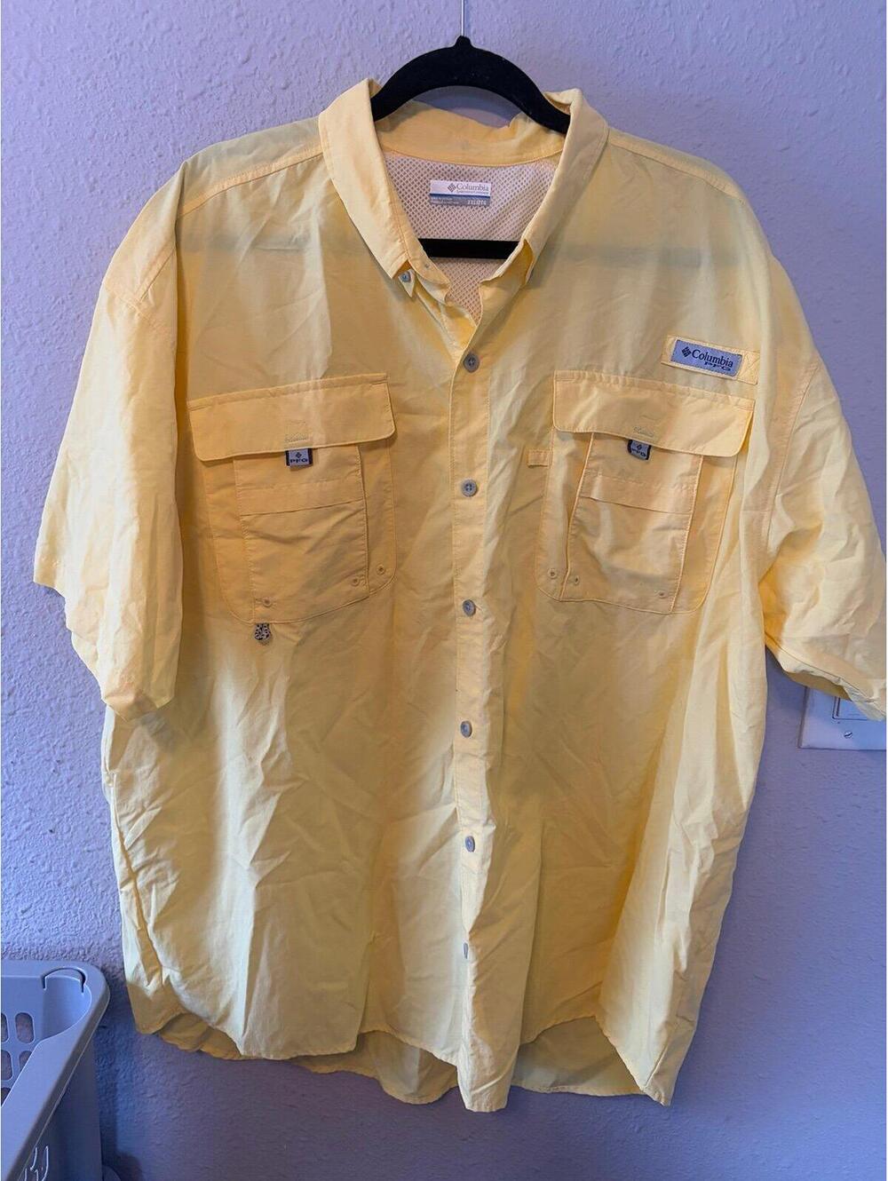 Men's Columbia PFG Yellow Short Sleeve size XXL